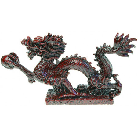 Dragon Porte bonheur en résine rouge 
