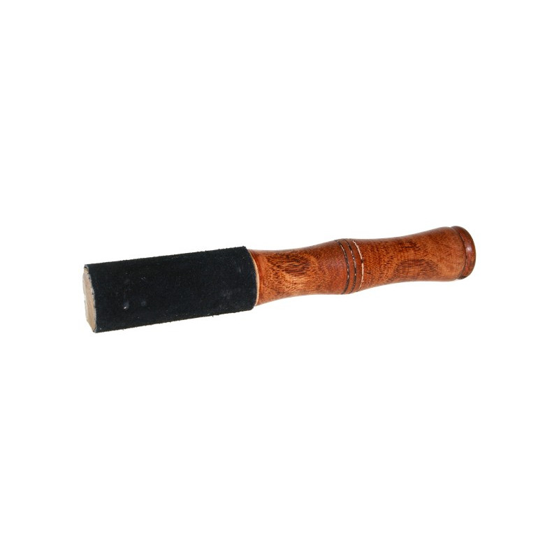 Bâton cuir noir et bois pour bol - 18 x 3 cm